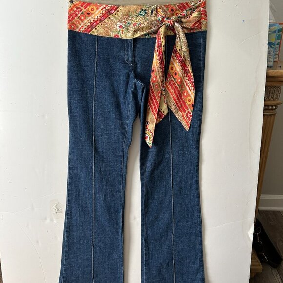 LADIES "CACHE" HIP/BELL BOTTOMS COTTON/SPANDEX MEASUREMENTS IN DESCRIPTION Sz. 8 - Picture 1 of 4